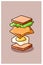 Flying sandwich bread ingredients cartoon illustration