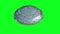 Flying saucer isolate on green screen. UFO. Realistic shaders and motion blur. 4K animation.