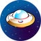Flying saucer in space
