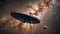 Flying Saucer Spaceship Soars Through Milky Way Galaxy