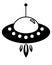 Flying saucer - UFO sign or logo - stock illustration. Outline. Spaceship alien pictogram or sign on the theme of space. UFO sign