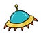 Flying saucer on a white background. Vector color illustration. Spaceship