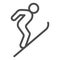 Flying skier line icon, Winter season concept, Ski Jumper sign on white background, Ski jumping silhouette icon in