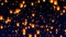 Flying sky lanterns in the night sky