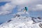 Flying snowboarder on mountains