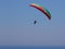 Flying tandem paragliders in the sky over the sea and near the mountains, beautiful sea view 02