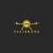 Flying taxi done logo mockup, minimal style innovation air city transport technology quadrocopter concept yellow simple sticker