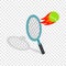 Flying tennis ball isometric icon