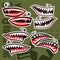 Flying Tiger  Shark Mouth Sticker Vinyl on green  background Vector Set