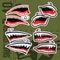 Flying Tiger  Shark Mouth Sticker Vinyl on green  background Vector Set