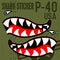 Flying Tiger Warhawk Art Military Shark Mouth Sticker Vinyl on green  background Vector illustrator
