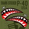 Flying Tiger Warhawk Shark Mouth Sticker Vinyl on green  background Vector illustrator