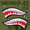 Flying Tiger Warhawk USA Shark Mouth Sticker Vinyl on green  Vector illustrator