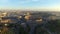 Flying towards Colosseum also known as Coliseum or Flavian Amphitheater or Colosseo oval amphitheatre centre Rome Italy