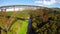 Flying under Mungstener Bridge huge steel construction aerial