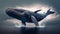 flying whale go to the moon. Cryptocurrency whale holder and buyer with soaring stock trading prices