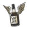 Flying whiskey bottle with wings sketch vector