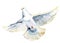 Flying white dove watercolor illustration. white pigeon isolated on white.