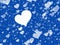 Flying white hearts on blue backgrounds. Love texture