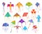 Flying wind kite with tail vector illustration