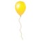 Flying yellow balloon isolated on white background