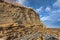 Flysch cliff rocks on the shore