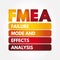 FMEA - Failure Modes and Effects Analysis acronym, business concept for presentations and reports