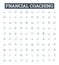 Fnancial coaching vector line icons set. Financial, Coaching, Budgeting, Investing, Planning, Money, Wealth illustration