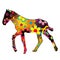 Foal silhouette with flowers and dots pattern
