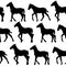 Foals silhouettes in rows seamless background