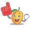 Foam finger apricot mascot cartoon style