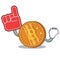 Foam finger bitcoin coin character cartoon