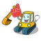 Foam finger excavator mascot cartoon style