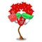 Foam finger flower ixora isolated with the mascot