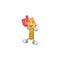 Foam finger gold candle on mascot cartoon style