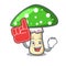 Foam finger green amanita mushroom mascot cartoon