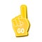 an foam finger. Hands up with glove with inscription go yellow color