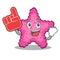 Foam finger pink starfish animal on mascot sand