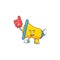 Foam finger yellow loudspeaker cartoon character with mascot
