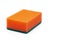 Foam sponge of orange color with abrasive material used daily by all housewives to clean house