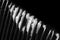 Foam on the teeth of a comb on a black background