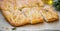 Focaccia bread with oregano and olive oil.Fresh italian foccacia bread closeup