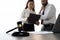 Focus closeup wooden gavel on blur background of legal team. Equilibrium