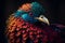 Focus on the colorful and intricate details of a bird\\\'s plumage.