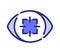 Focus concentration sharpen attention single isolated icon with dash or dashed purple line style