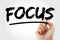 FOCUS - Follow One Course Until Success acronym with marker, business concept background