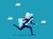 Focus on learning. Businessman with a book running forward. business concept