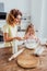 Focus of mother and daughter sieving