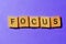 Focus, word as banner headline with focus effects