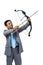 Focused businessman shooting a bow and arrow